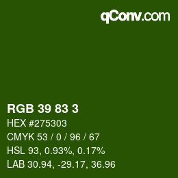 Color code: RGB 39 83 3 | qconv.com