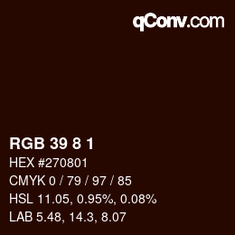 Farbcode: RGB 39 8 1 | qconv.com