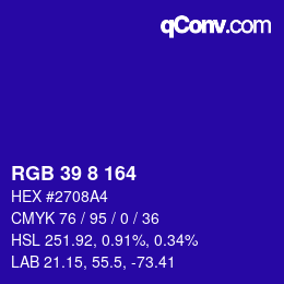 Color code: RGB 39 8 164 | qconv.com