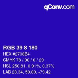 Color code: RGB 39 8 180 | qconv.com