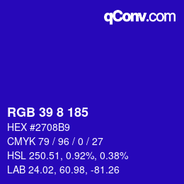 Color code: RGB 39 8 185 | qconv.com
