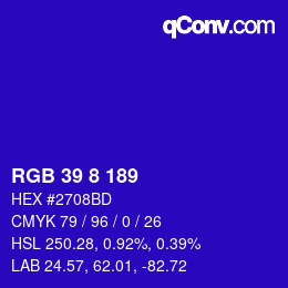 Color code: RGB 39 8 189 | qconv.com
