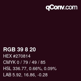 カラーコード: RGB 39 8 20 | qconv.com