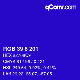 Color code: RGB 39 8 201 | qconv.com