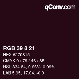 Color code: RGB 39 8 21 | qconv.com