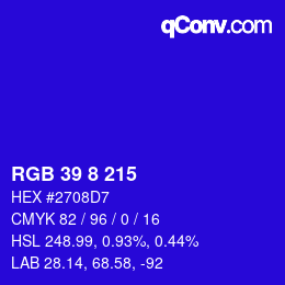 カラーコード: RGB 39 8 215 | qconv.com