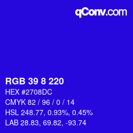 Color code: RGB 39 8 220 | qconv.com