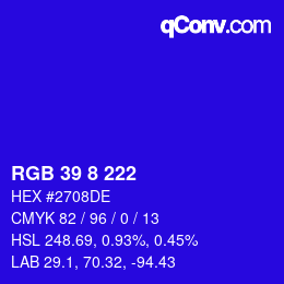 Color code: RGB 39 8 222 | qconv.com