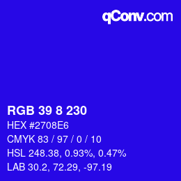 Color code: RGB 39 8 230 | qconv.com