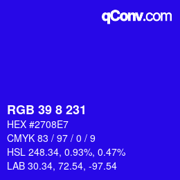 Color code: RGB 39 8 231 | qconv.com