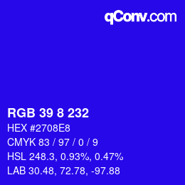 Color code: RGB 39 8 232 | qconv.com