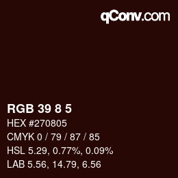 Color code: RGB 39 8 5 | qconv.com