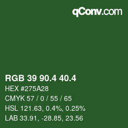 カラーコード: RGB 39 90.4 40.4 | qconv.com