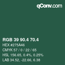 カラーコード: RGB 39 90.4 70.4 | qconv.com