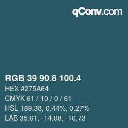 カラーコード: RGB 39 90.8 100.4 | qconv.com