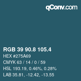 カラーコード: RGB 39 90.8 105.4 | qconv.com