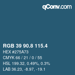 カラーコード: RGB 39 90.8 115.4 | qconv.com