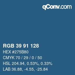 Color code: RGB 39 91 128 | qconv.com