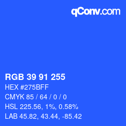 Color code: RGB 39 91 255 | qconv.com