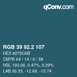 カラーコード: RGB 39 92.2 107 | qconv.com