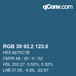 カラーコード: RGB 39 92.2 123.6 | qconv.com