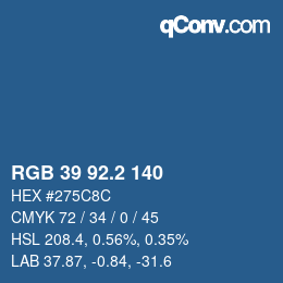 カラーコード: RGB 39 92.2 140 | qconv.com