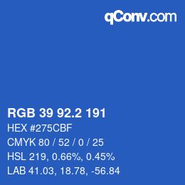 カラーコード: RGB 39 92.2 191 | qconv.com