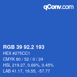 カラーコード: RGB 39 92.2 193 | qconv.com