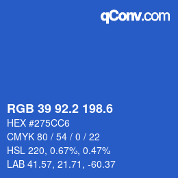 カラーコード: RGB 39 92.2 198.6 | qconv.com