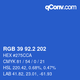 Color code: RGB 39 92.2 202 | qconv.com