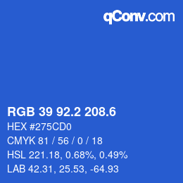 カラーコード: RGB 39 92.2 208.6 | qconv.com