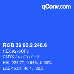 カラーコード: RGB 39 92.2 248.6 | qconv.com