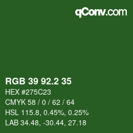 カラーコード: RGB 39 92.2 35 | qconv.com