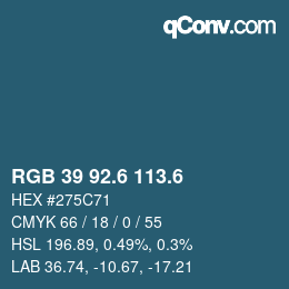 カラーコード: RGB 39 92.6 113.6 | qconv.com