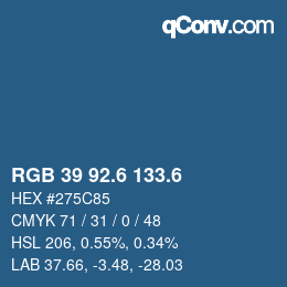 カラーコード: RGB 39 92.6 133.6 | qconv.com