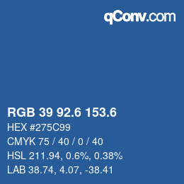 カラーコード: RGB 39 92.6 153.6 | qconv.com