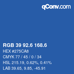 カラーコード: RGB 39 92.6 168.6 | qconv.com