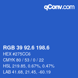 カラーコード: RGB 39 92.6 198.6 | qconv.com