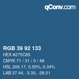 カラーコード: RGB 39 92 133 | qconv.com
