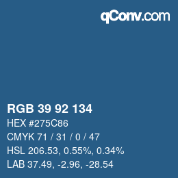 Color code: RGB 39 92 134 | qconv.com