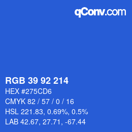 颜色代码: RGB 39 92 214 | qconv.com