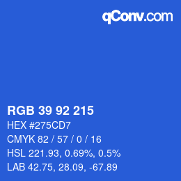 カラーコード: RGB 39 92 215 | qconv.com