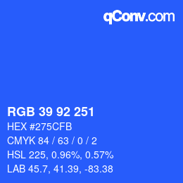 カラーコード: RGB 39 92 251 | qconv.com