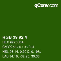 カラーコード: RGB 39 92 4 | qconv.com