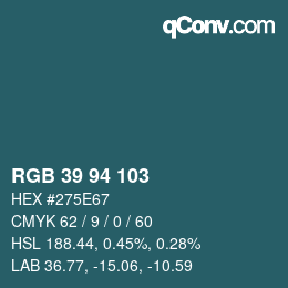 Color code: RGB 39 94 103 | qconv.com