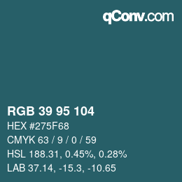 颜色代码: RGB 39 95 104 | qconv.com