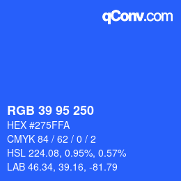 Color code: RGB 39 95 250 | qconv.com