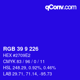 颜色代码: RGB 39 9 226 | qconv.com
