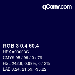 カラーコード: RGB 3 0.4 60.4 | qconv.com