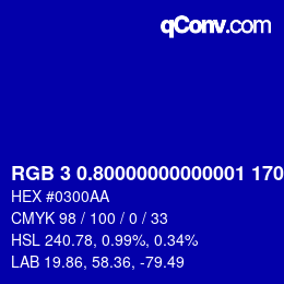 カラーコード: RGB 3 0.80000000000001 170.4 | qconv.com